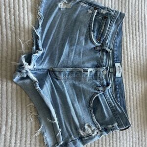 Agolde Blue Jean Shorts Distressed Cut-Off